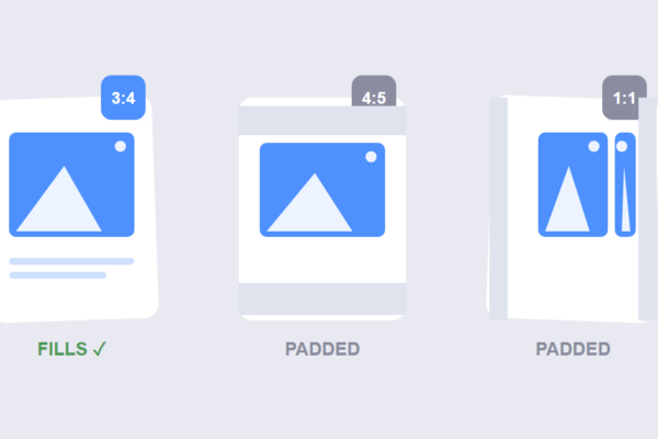 Instagram grid tiles: 3:4 fills, 4:5 and 1:1 padded illustration