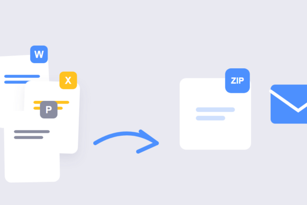 Word, Excel and PowerPoint files zipped into one email attachment illustration