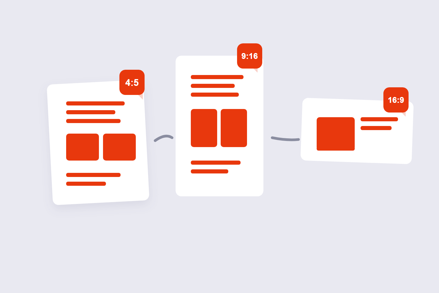 Three master aspect ratios for social media images: 4:5, 9:16 and 16:9