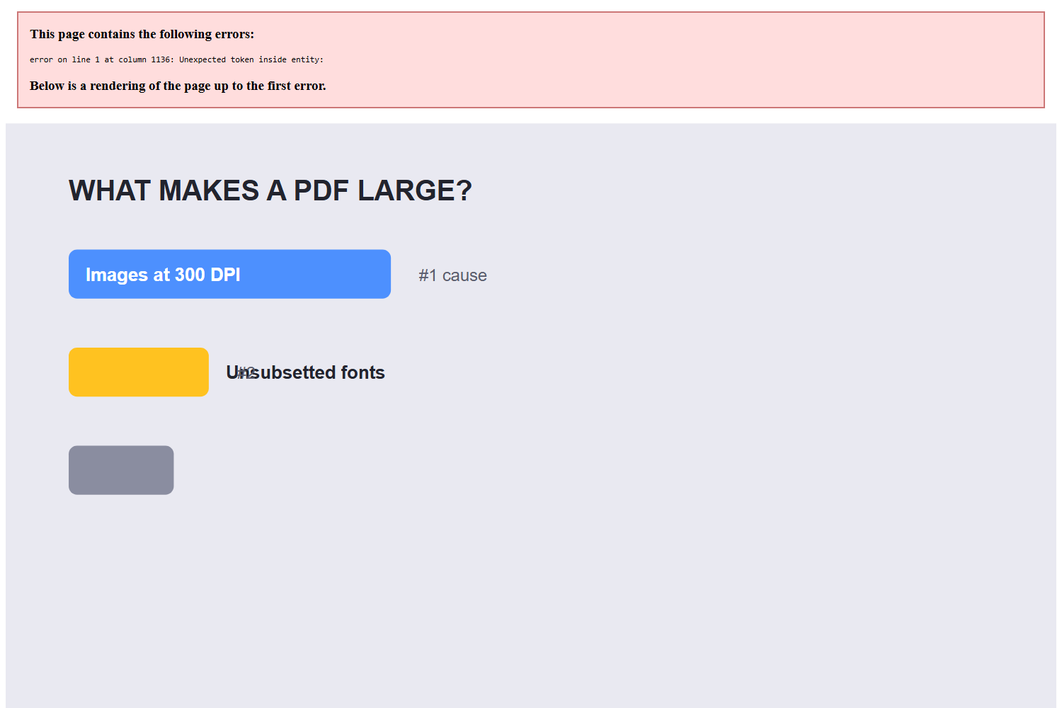 What makes a PDF large: images, fonts, layers and metadata bars