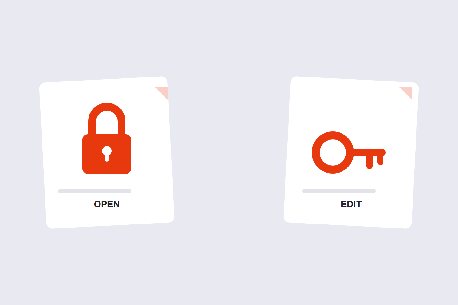 Open password padlock versus permissions key illustration