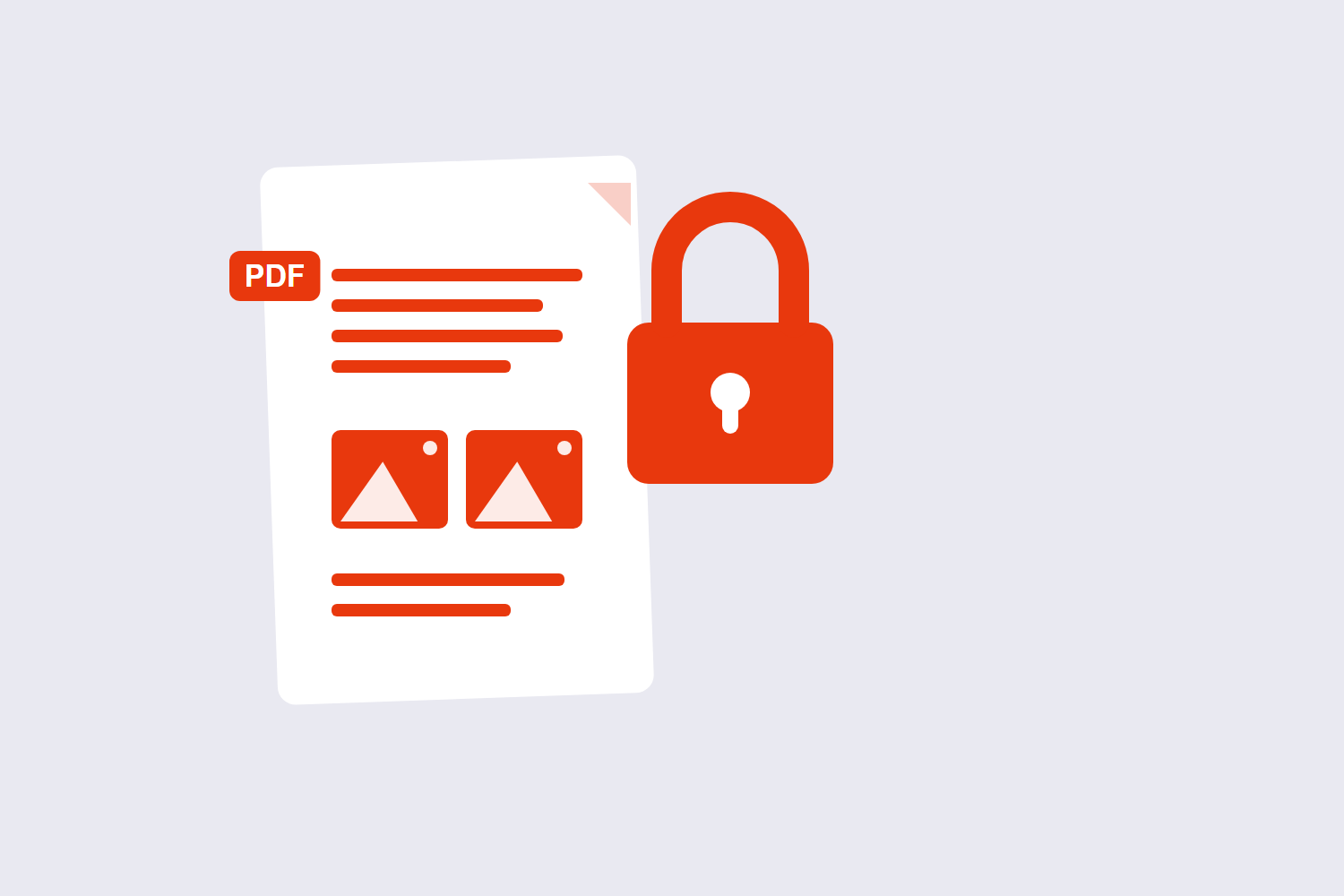 PDF document being protected with a password lock illustration