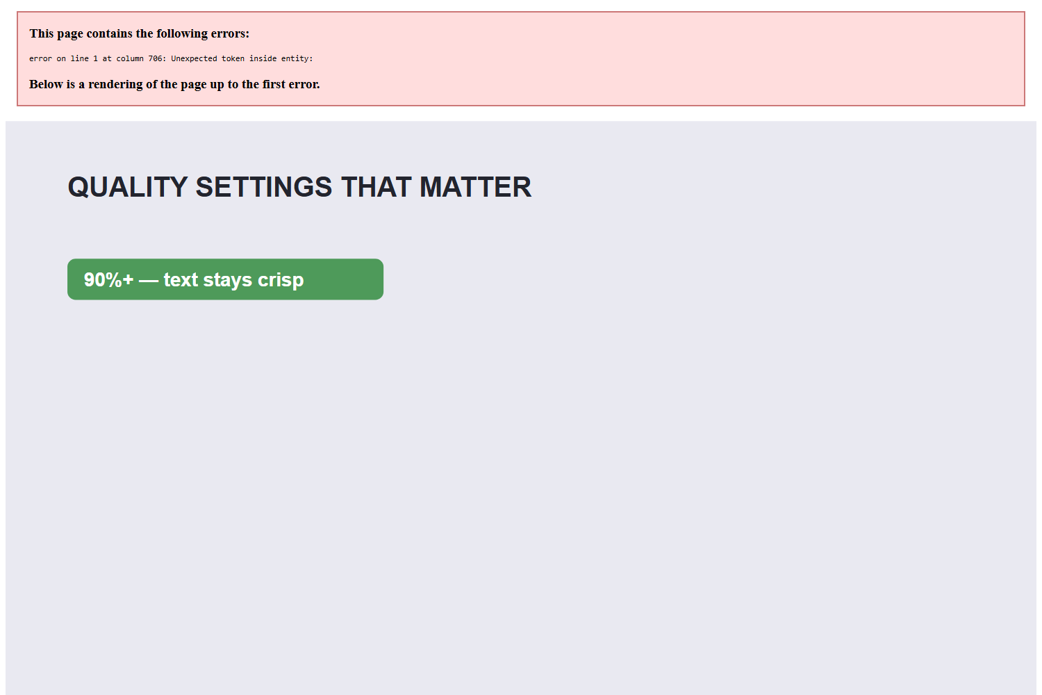 JPG quality settings: 90 percent for print, 85 for sharing, 75 for thumbnails