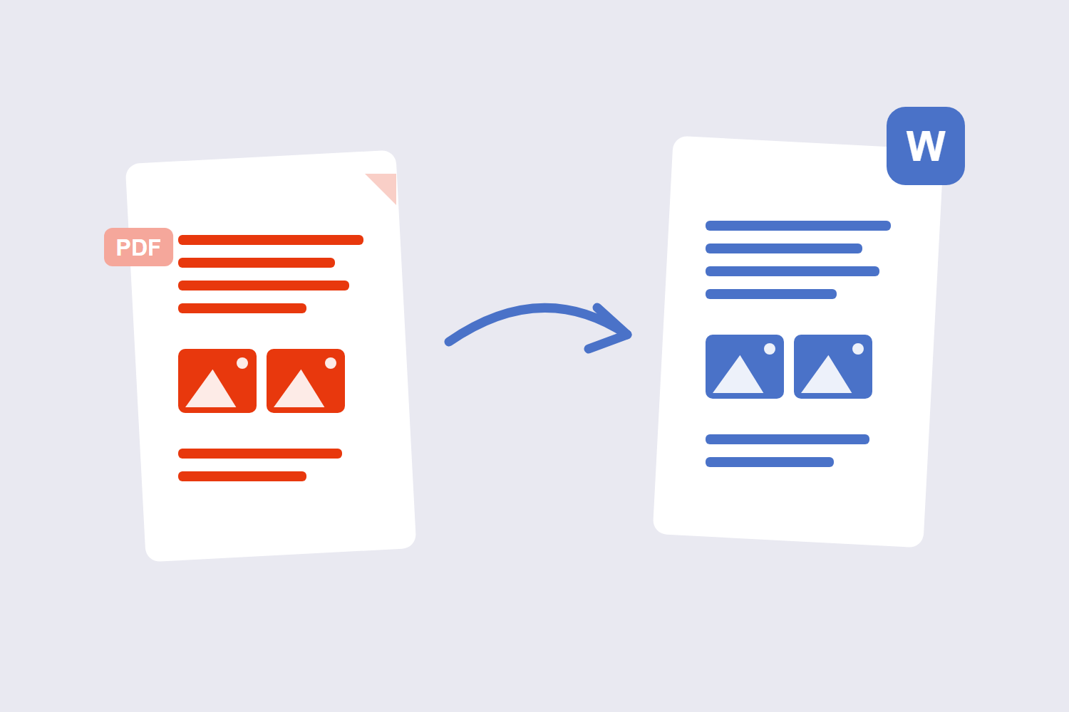 PDF file converting into an editable Word document illustration
