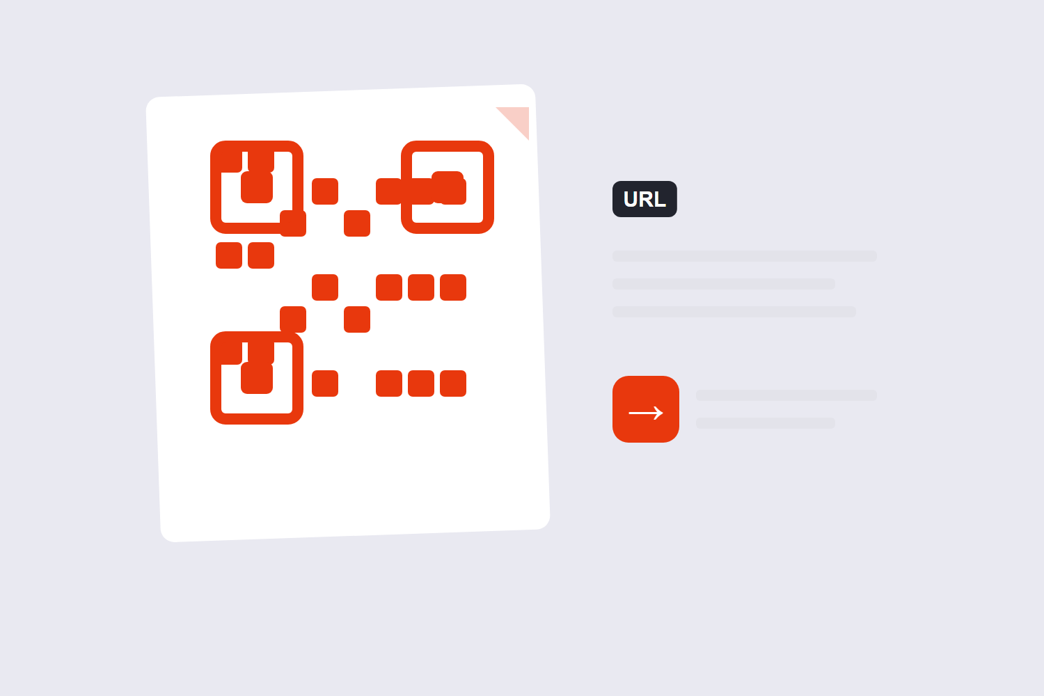QR code storing a URL and data illustration